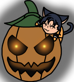 Rhen on a jack o' lantern